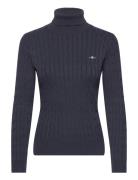 Stretch Cotton Cable Turtleneck Blue GANT