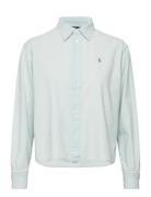 Wide Cropped Chambray Shirt Blue Polo Ralph Lauren