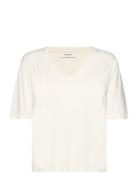 Rwbiarritz Ss V-Neck T-Shirt White Rosemunde