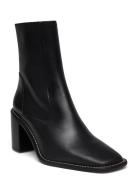Francesca Black Leather Ankle Boots Black ALOHAS