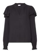 Vitheo L/S Flounce Top Black Vila