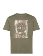 Stack Logo Camo Short Sleeve Tee Cassel Earth Green Timberland