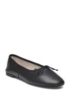 Leather Ballet Flats With Bow Black Mango