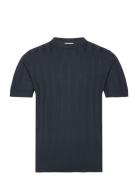 Knitted Crew Neck T-Shirt Navy Lindbergh