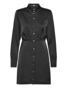 Karl Charm Satin Shirt Dress Black Karl Lagerfeld