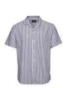 Giles Bowling Striped Shirt S/S Navy Clean Cut Copenhagen