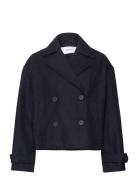 Sophie Short Wool Blend Coat Navy Bubbleroom