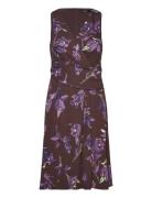 Floral Surplice Jersey Sleeveless Dress Brown Lauren Ralph Lauren