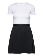 Logo Elastic Short Sleeve Dress White Calvin Klein Jeans