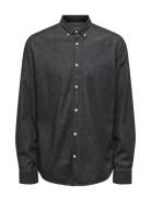 Onsday Reg Btn Down Chambray Ls Shirt Black ONLY & SONS