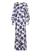 Alize Long Sleeved Satin Maxi Dress Blue Malina