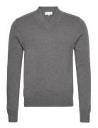 Man Chunky V-Neck Sweater Grey Davida Cashmere