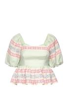 April Pouf Sleeve Peplum Top Green Malina