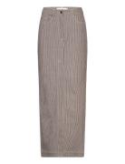 Striped Twill Long Skirt Brown REMAIN Birger Christensen
