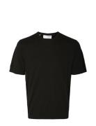 Slhriver Ss Knit Tee Crew Neck Black Selected Homme