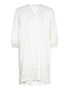 Cotton Dress W/ Embroidery White Rosemunde