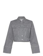 Slfmyra Ls Stripe Short Denim Jacket Navy Selected Femme