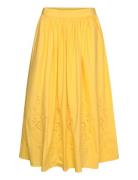 Embroidery Anglaise Midi Skirt Yellow Stella Nova