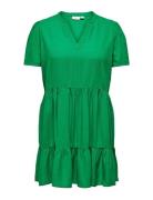 Cartiri-Caro S/S V-Neck Lin Dress Tlr Green ONLY Carmakoma