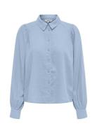 Onlcaro L/S Linen Bl Puff Shirt Cc Pnt Blue ONLY