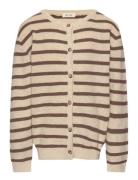 Cardigan Knit Pattern Stripe Brown Petit Piao