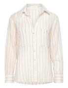 Pocket Striped Shirt Beige Mango