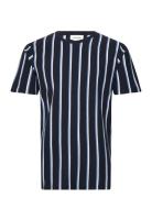 Striped Piqué Tee S/S Navy Lindbergh