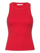 Ribbed Cotton-Blend Top Red Mango