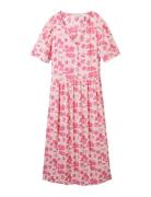 Printed Dress With Belt Pink Tom Tailor