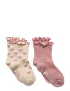 Socks W. Lettuce Hem Pink Minymo