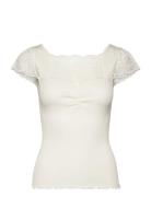 Silk T-Shirt W/ Lace Cream Rosemunde