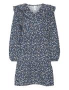 Vmfia Ls Short V-Neck Dress Wvn Girl Blue Vero Moda Girl