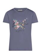 T-Shirt W. Print -S/S, Girl Blue Color Kids