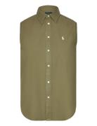 Cotton Oxford Sleeveless Shirt Khaki Polo Ralph Lauren