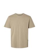 Slhaspen Slub Ss O-Neck Tee Noos Beige Selected Homme