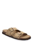 Split Leather Sandals With Buckle Beige Mango