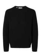 Slhross Ls Knit Structure Crew Neck Noos Black Selected Homme