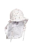 Hat W/Neck & Ties W/Print Cream Melton