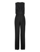 Ronnie Pleated V Neck Jumpsuit Black French Connection