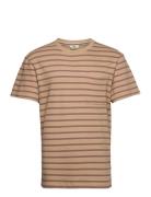 Akkikki S/S Stripe Tee - Gots Beige Anerkjendt