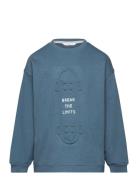 Embossed Design Sweatshirt Blue Mango