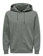 Onsceres Zip Thr. Hoodie Sweat Noos Grey ONLY & SONS