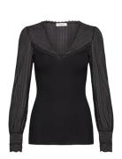 Silk T-Shirt W/ Lace Black Rosemunde