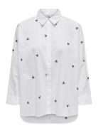 Onlnew Lina Grace Ls Emb Shirt Noos Wvn White ONLY