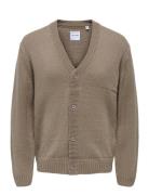 Onsanthony Reg 5 Button Card Knit Beige ONLY & SONS