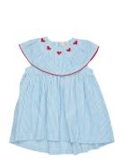 Seersucker Dress W. Heart Blue Copenhagen Colors