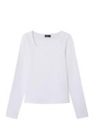 Nlfnove Ls Deep O-Neck Short Top Noos White LMTD