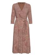 Paisley Surplice Stretch Jersey Dress Pink Lauren Ralph Lauren