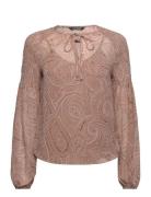 Paisley Georgette Tie-Neck Blouse Beige Lauren Ralph Lauren