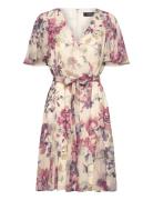 Floral Crinkle Georgette Surplice Dress Cream Lauren Ralph Lauren